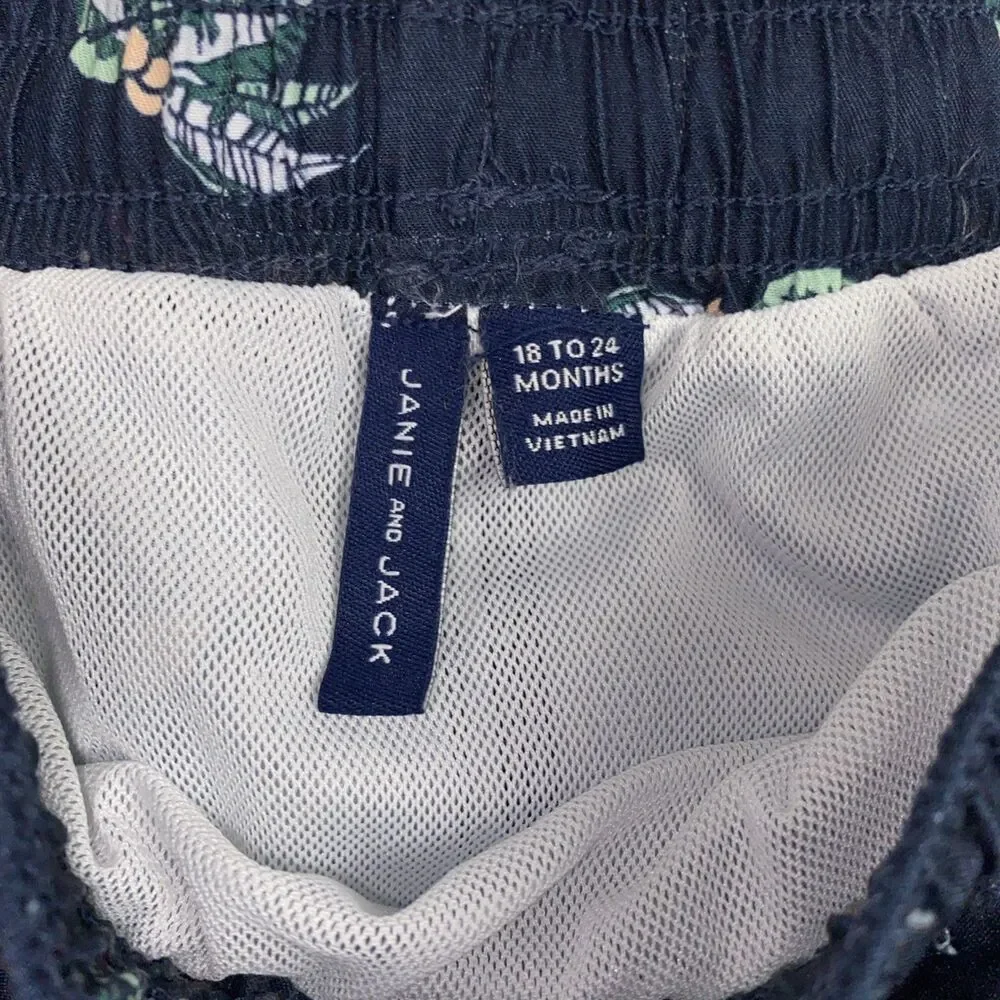 Janie and Jack Swim trunks Baby 18 24 Months Palm Tree Blue hawiian Beach